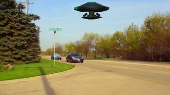 3d Animation Spacecraft Above Road Wallpaper