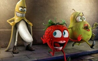 Funny Bananas Strawberries Exhibitionism Pear Humor Wallpaper