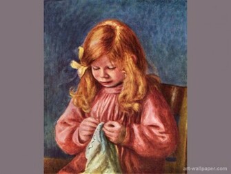 Jean Renoir At The Sewing Pierre Auguste Wallpaper