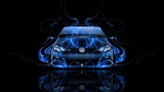 Volkswagen Golf R Front Blue Fire Abstract Car HD Wallpaper