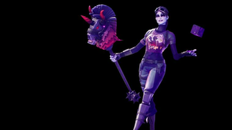 Fortnite Dark Bomber Skin With Cube In Her Hands Png Image