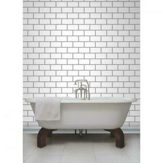 Ceramica White Subway Tile Effect Wallpaper By Fine Decor Fd40136