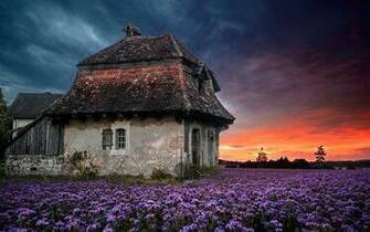 Landschaft Natur Sonnenuntergang Bauernhof Haus Alt Himmel