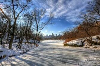 Wallpaper River Trees City Winter Desktop