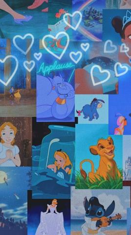 Disney Aesthetic Wallpaper Blue Collage
