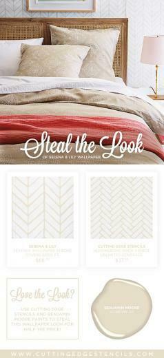 Brick Stencil To Recreate The Look Of Serena Lily Feather Wallpaper