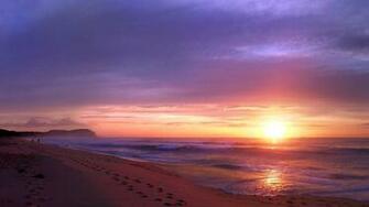 Sand Beach Sunset Cool Wallpaper