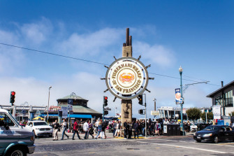 Fishermans Wharf Sign And Street Wallpaper