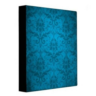 Vintage Aqua Blue Damask Wallpaper Ring Binders