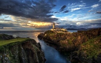 Ireland Seascape Lighthouse Ocean Wallpaper Background