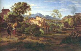 Italian Landscape German Art Wallpaper Image