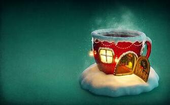 Wallpaper New Year Mug Doors Vapor Window Houses Holidays