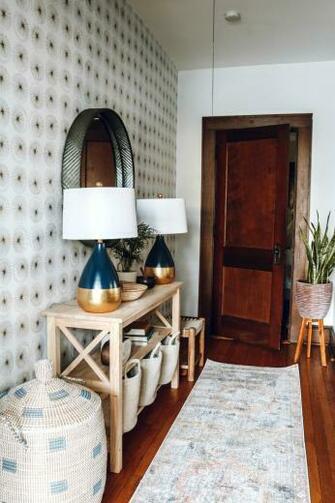 Entry Makeover With Removable Wallpaper And No Closet Nesting