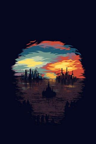 Dystopia Art Illustration Minimal iPhone 4s Wallpaper