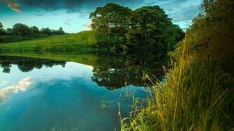 Green Water Landscape HD Wallpaper Background