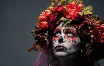 Day Of The Dead Face Paint Flowers Wallpaper Photos Pictures