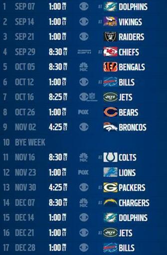 New England Patriots Schedule