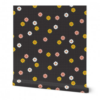 Peel Stick Wallpaper 3ft X 2ft Meadow Black Flower Flowers