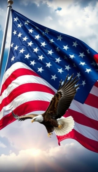 American Flag With Eagle Wallpaper