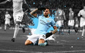 Wallpaper Nicolas Otamendi 4k Art Manchester City Fc