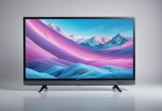Flat Screen Tv With Purple Background Mountains Wallpaper