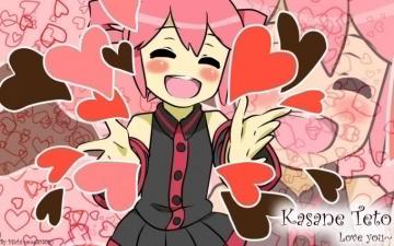 Headphones Chibi Long Hair Pink Thigh Highs Twintails Kasane
