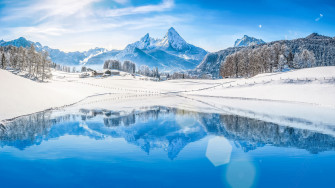 Winter Mountains Lake Landscape UHD 4k Wallpaper
