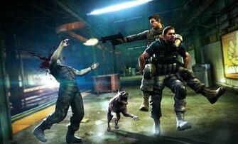 Resident Evil Zombie Men Games Dark Blood Wallpaper