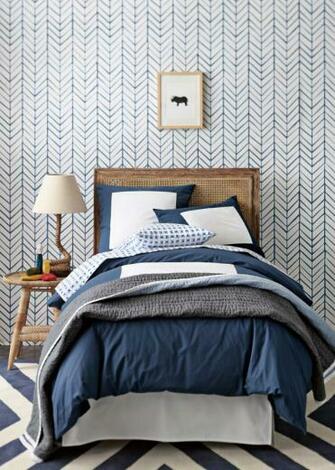 Serena And Lily New Line Wallpaper Denim Herringbone
