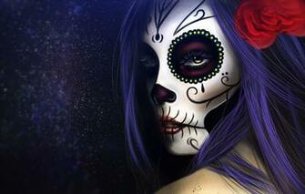 Wallpaper Girl Figure Style Eyes Background Calavera Digital