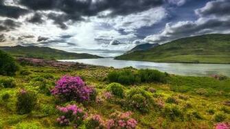 Photo Ireland Derrynasliggaun Galway Nature Sky Hill River