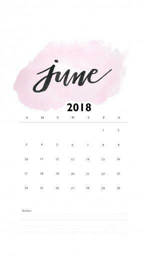 Watercolor June iPhone Calendar Phone Wallpaper Fondos