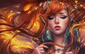 Wallpaper Girl Decoration Elf Art Red Ears Sakimichan