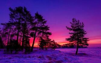 Winter Sunset Wallpaper HD
