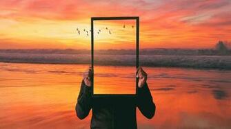 Wallpaper Mirror Sea Photoshop Sunset