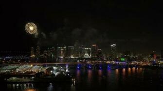 Fireworks Over A City Skyline
