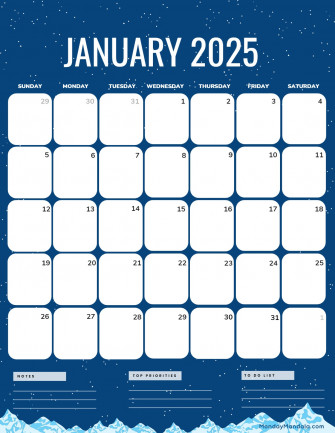 January Calendar Wallpaper