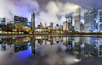 Wallpaper City Chicago Night Millennium Park