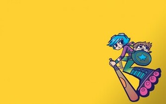 Scott Pilgrim Ramona Flowers Simple Background Wallpaper Art
