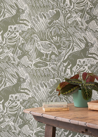 Harvest Hare Wallpaper Mark Hearld St Jude S Fabrics