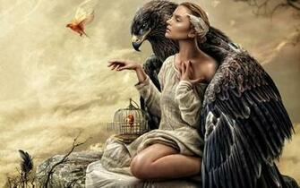 Eagle Fantasy Girl Wallpaper HD