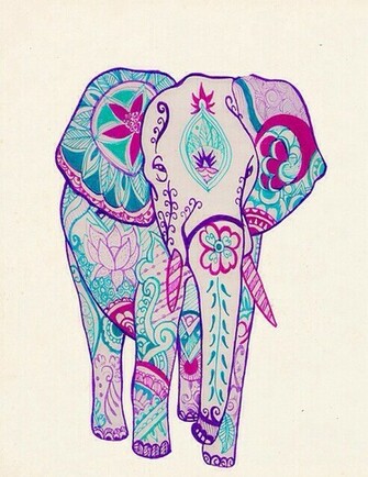 Background Blue Elephant Pink Tribal Tribalprint Wallpaper