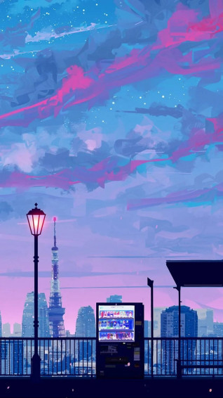 Anime City iPhone Aesthetic Wallpaper