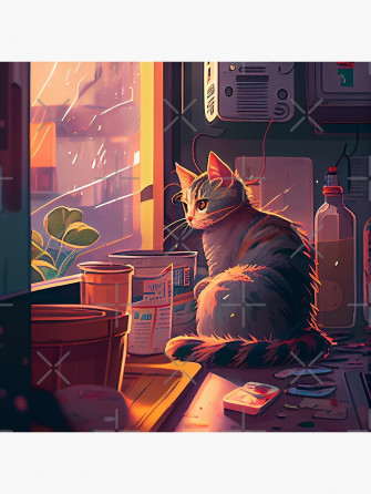 Lofi Cat On The Window Lover Poster By