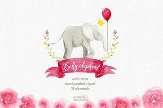 Watercolor Baby Elephant Clipart Transparent Image Saved