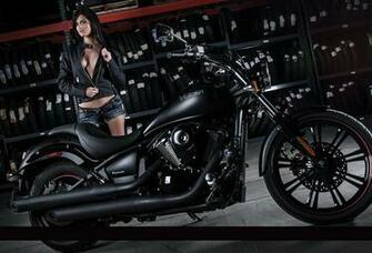 Wallpaper Vulcan Custom Kawasaki Chopper Black Girl Desktop