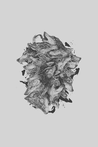 Apple Wallpaper Wolves Art Bw iPhone4 Wolf