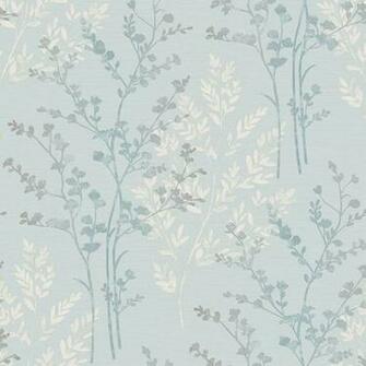 Teal Green White Grey Fern Motif Arthouse Wallpaper