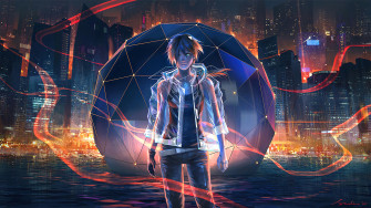 Sci Fi Anime Boy City Art Wallpaper iPhone Phone 4k 2270f