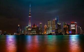 Shanghai Skyline At Night Wallpaper